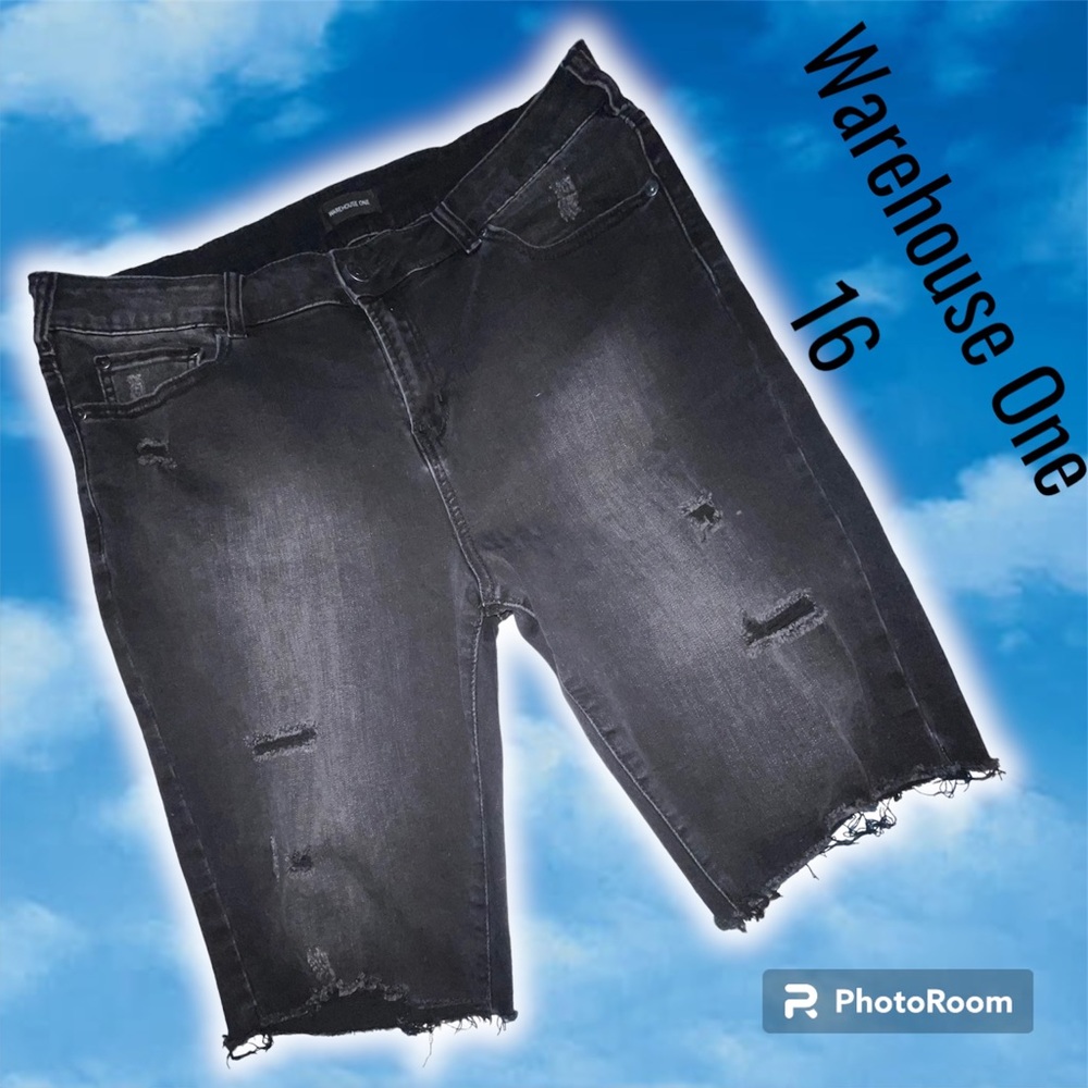 Size 16 - Black Distressed Bermuda Shorts & Tan Camo Pixie High Rise Pants